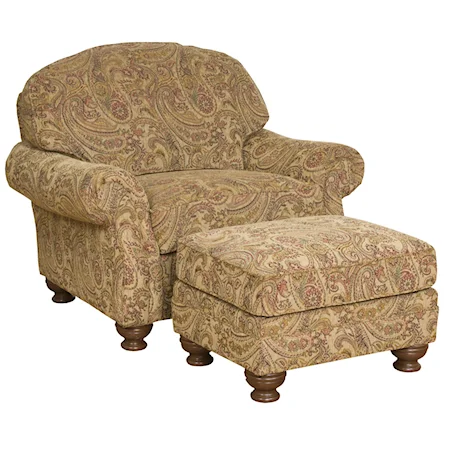 Plush Upholstered Chair and Ottoman Set